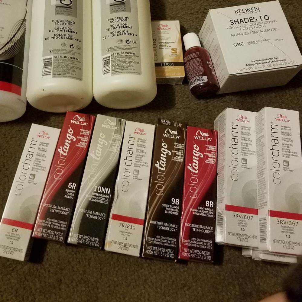 Various red hair dyes